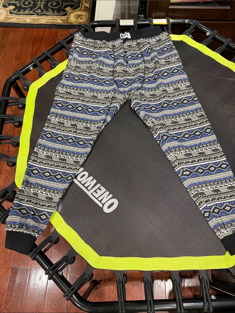 Printed Jogger Pants - Gray & Blue